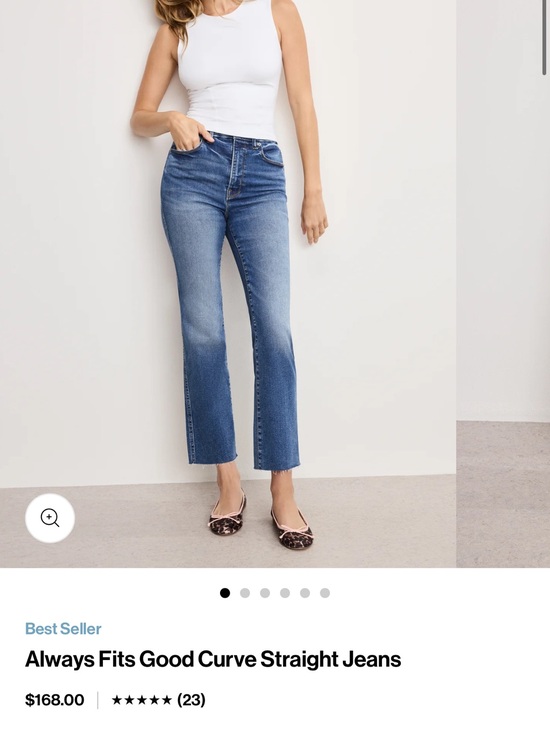 Good American Denim - Good American Straight Leg Jeans in Mid Blue Wash